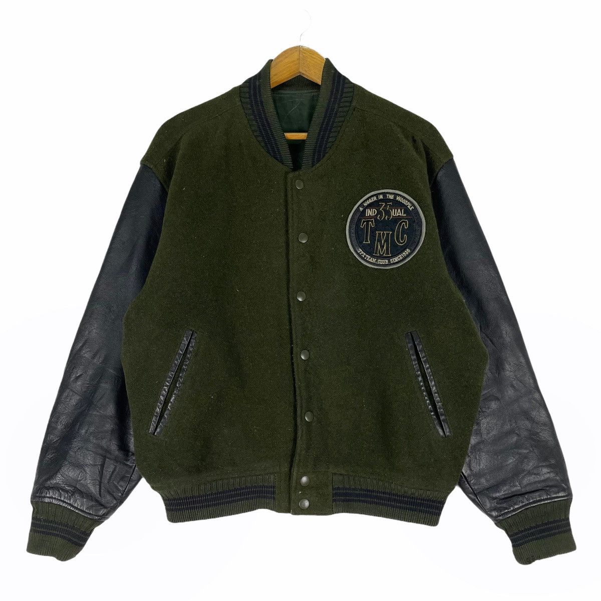 Vintage TMC Woodpile Varsity Leather Jacket | Grailed