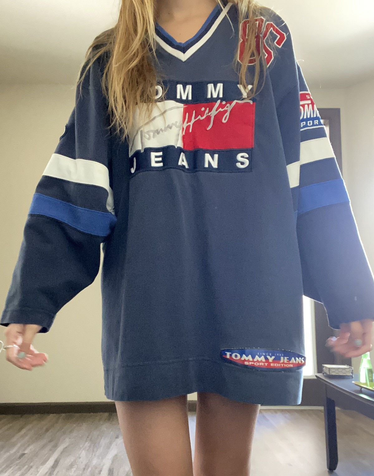 Vintage Tommy Hilfiger Hockey Sweatshirt Tops