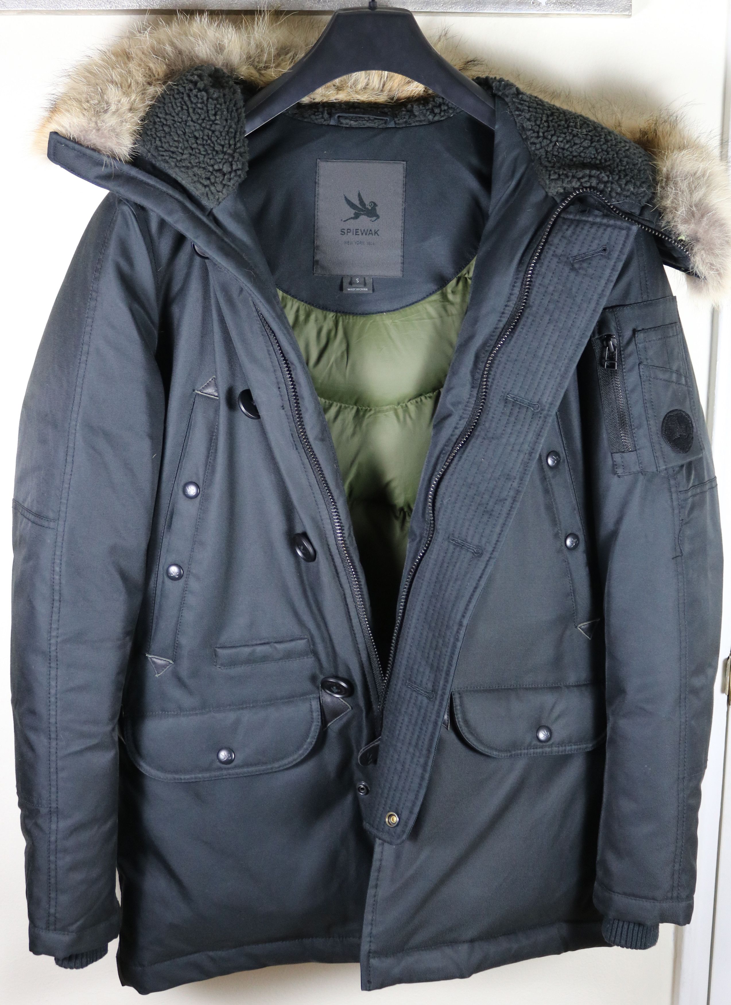 image of Spiewak Coyote Fur N3B Parka Jacket Dark Navy Size Small in Black, Men's