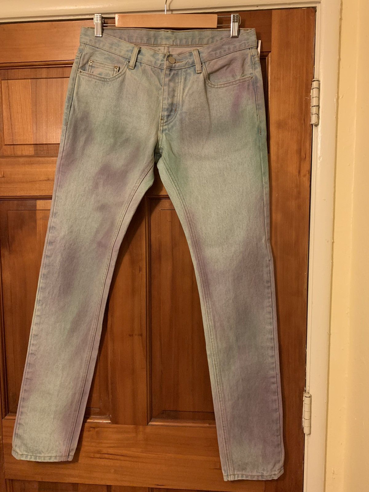 Other *RARE* Green/Purple Spray Paint Style Skinny Jeans - 33 Size US 33 - 1 Thumbnail