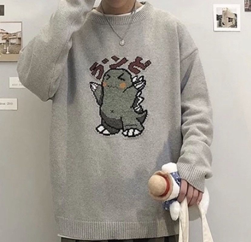 Vintage Godzilla knit sweater Grailed