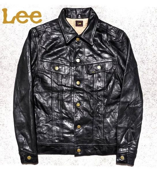 Lee 🔥Lee Riders🔥101-J Leather Trucker Jacket Black Lot. 15411