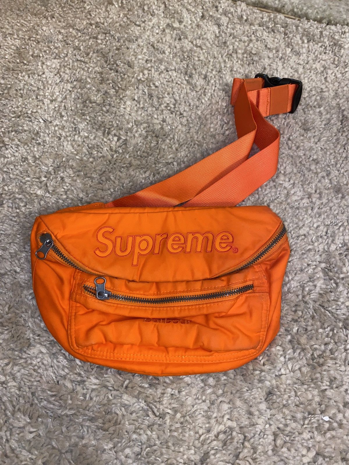 Supreme Supreme x Barbour Orange Waxed Cotton Waist Bag | Grailed