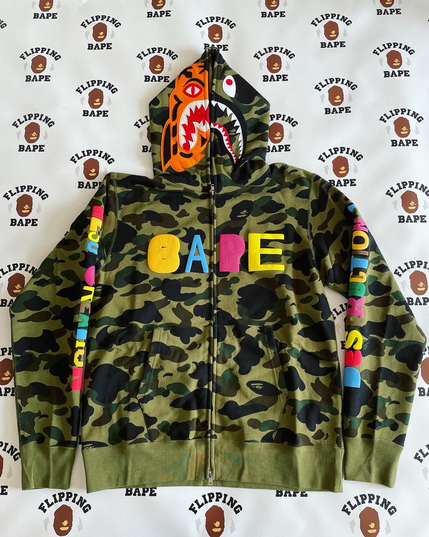 Bape BAPE X READYMADE TIGER SHARK WIDE FULL ZIP HOODIE | Grailed