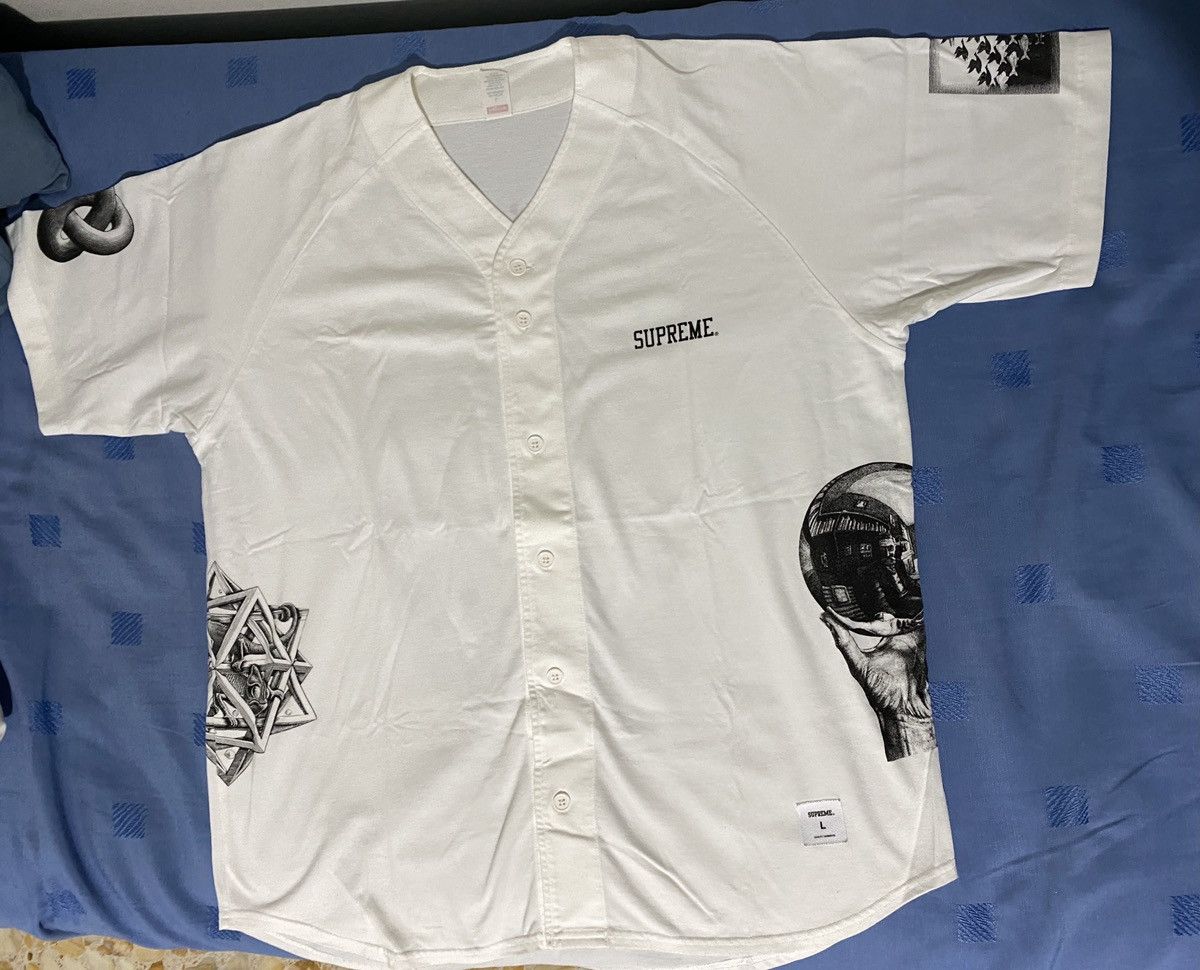 Supreme Supreme MC Escher Baseball Jersey White | Grailed