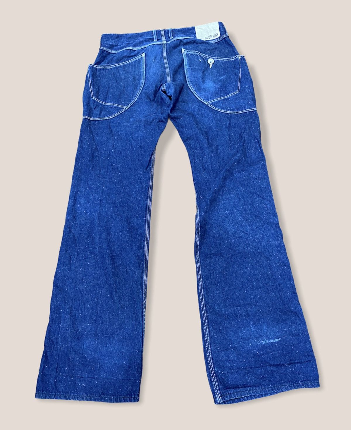 Japanese Brand rare blue way soft jeans nice design Size US 35 - 1 Thumbnail