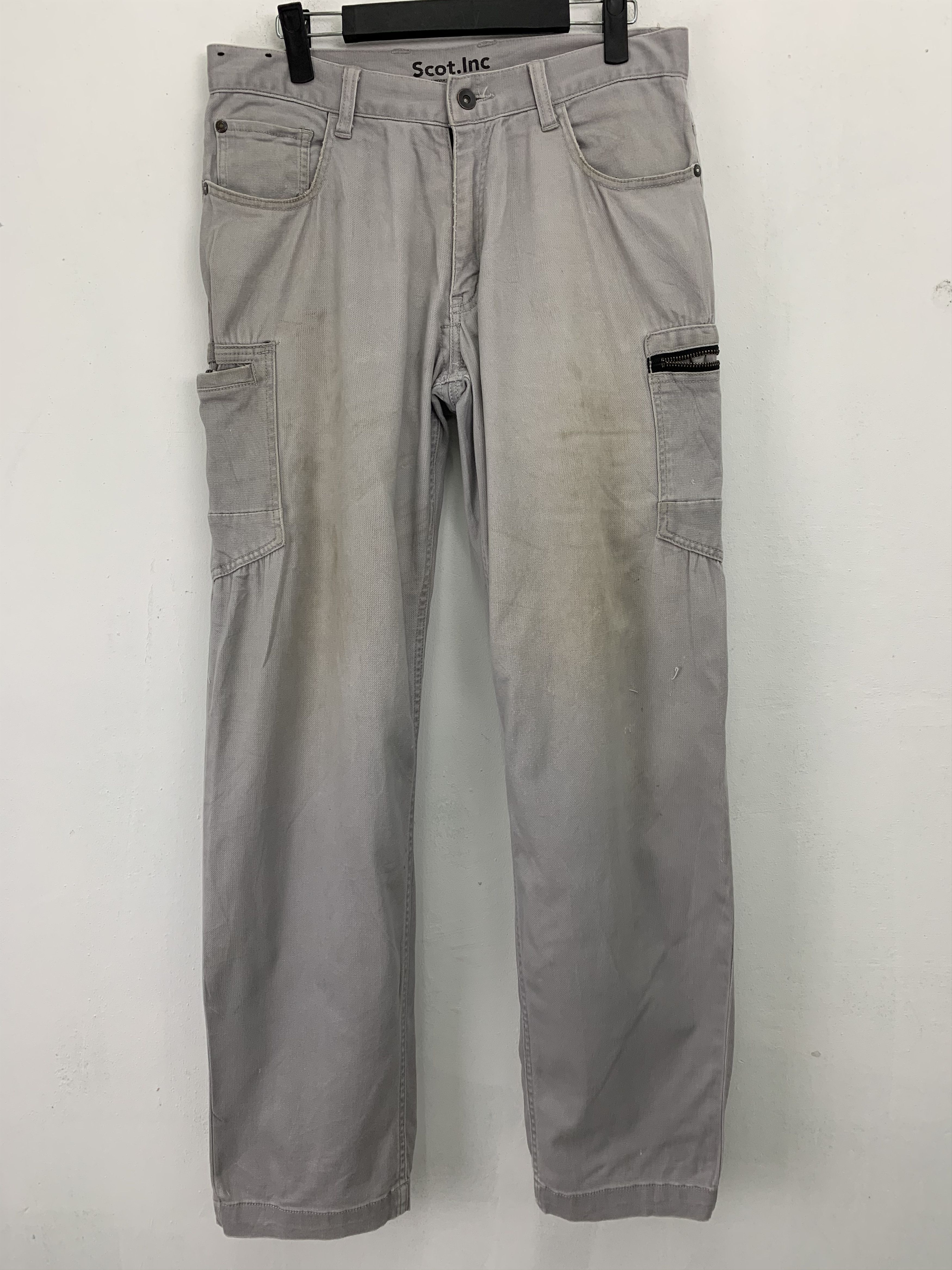 image of Vintage Cargo Pants Scot.inc Multipocket Streetwear Pants in Grey, Men's (Size 30)