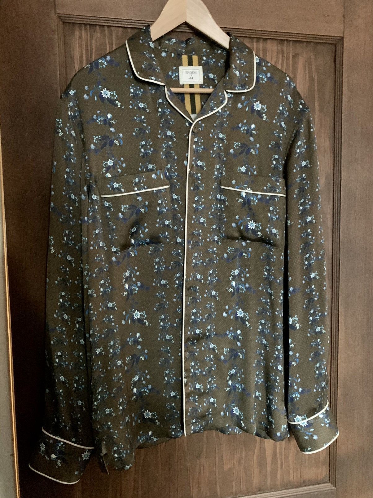 Silk Floral Open Collar Button Down