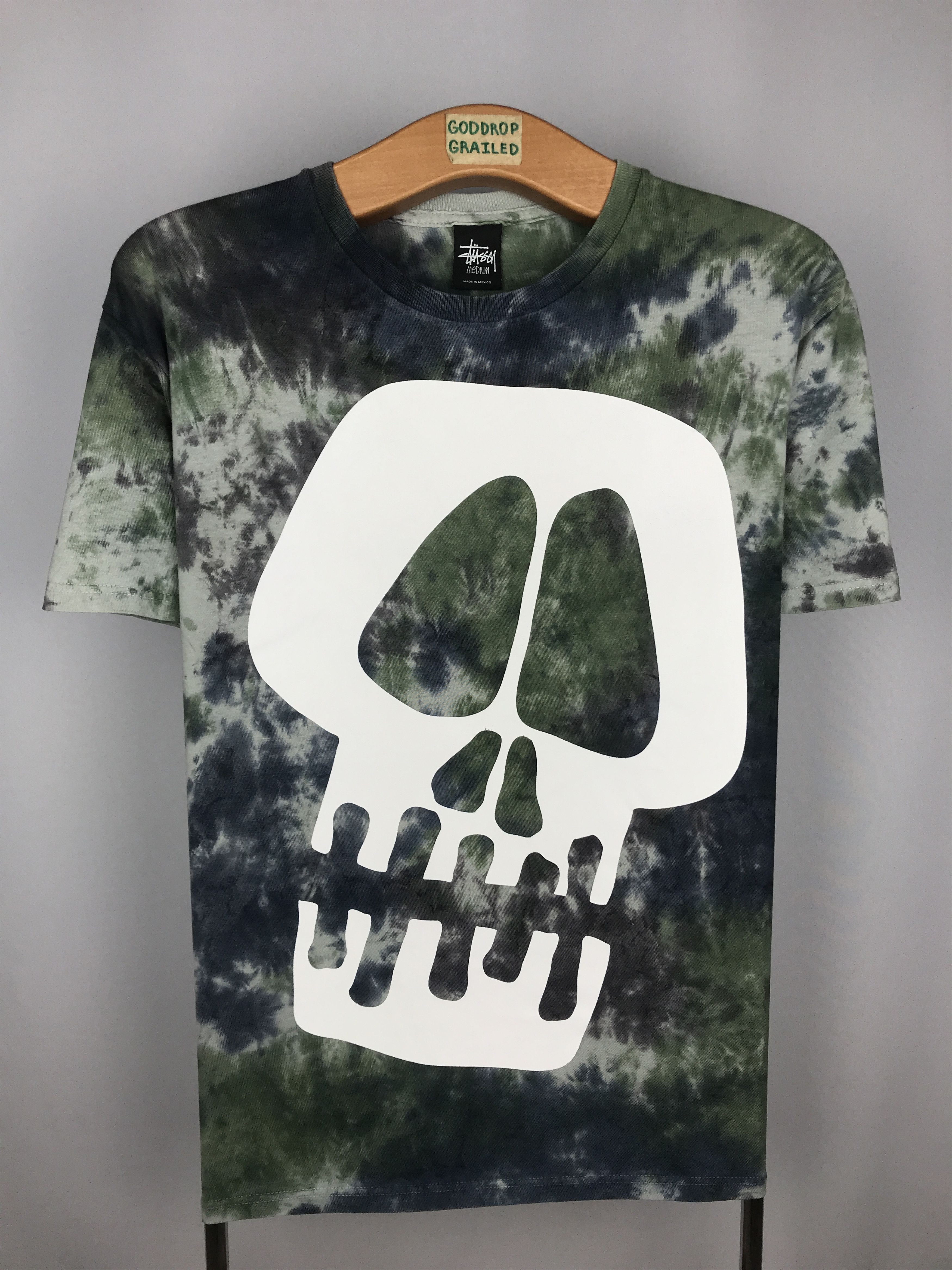 STUSSY TIE DYE SKULL TSHIRT