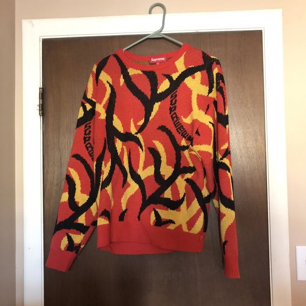 Supreme Supreme Tribal Camo Sweater Style: Red Size: Medium | Grailed