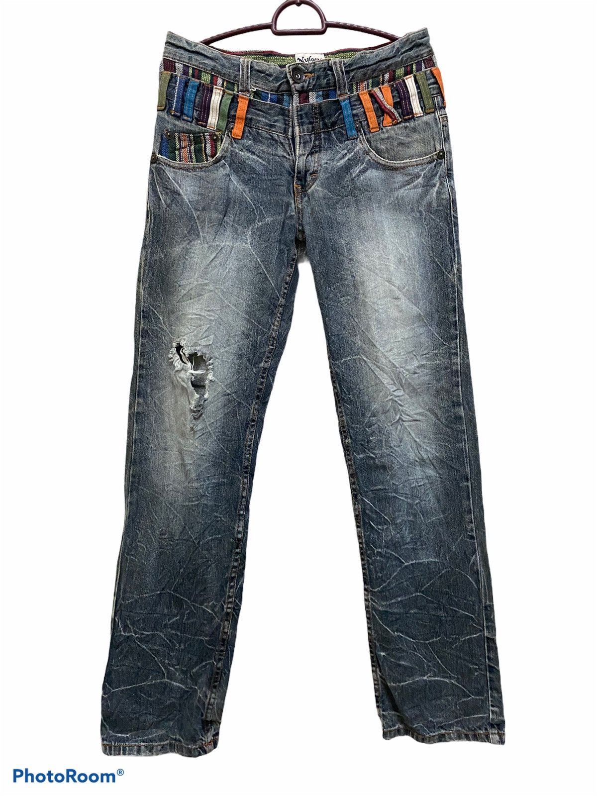 Japanese Brand NYLAUS DOUBLE WAIST ACIDWASH JEANS Size US 31 - 1 Thumbnail