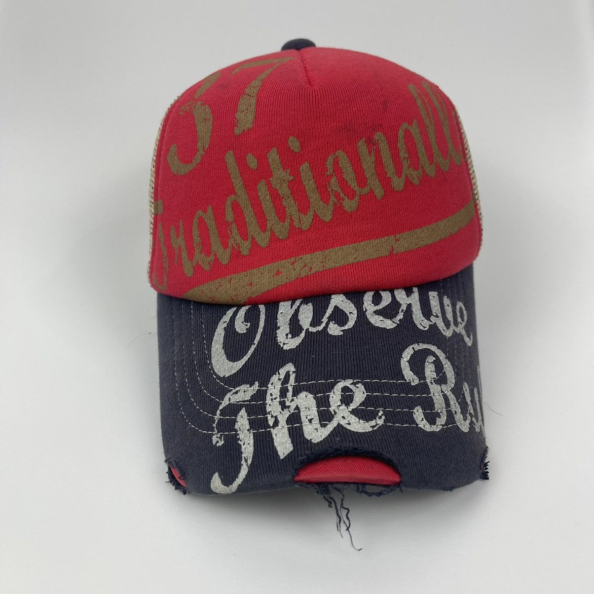 Japanese Brand 37 traditional bootleg like asspizza Distressred hat Size ONE SIZE - 1 Thumbnail