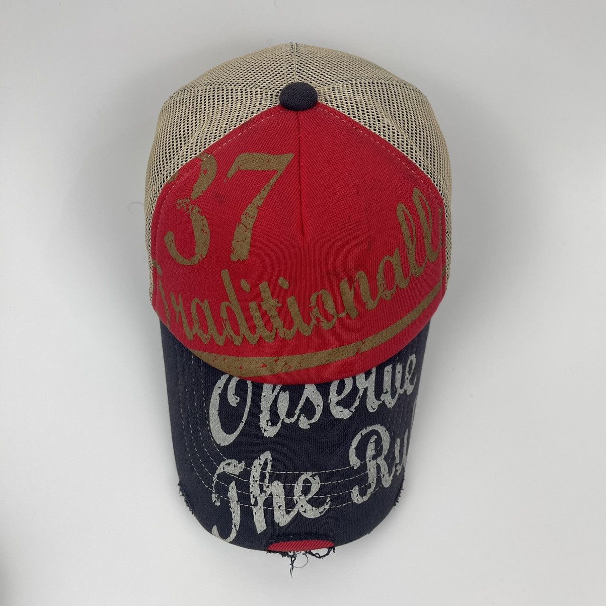 Japanese Brand 37 traditional bootleg like asspizza Distressred hat Size ONE SIZE - 7 Thumbnail