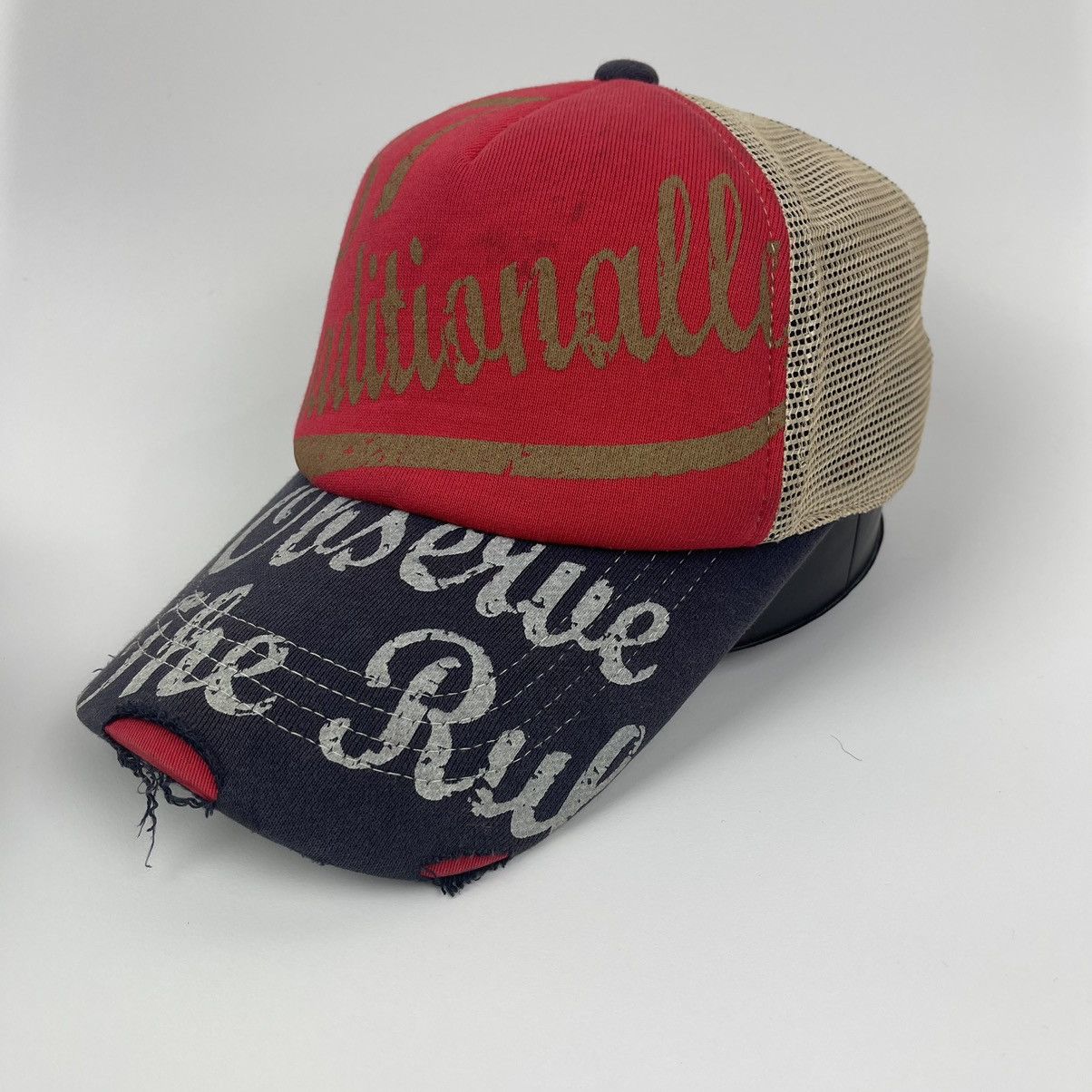 Japanese Brand 37 traditional bootleg like asspizza Distressred hat Size ONE SIZE - 3 Thumbnail