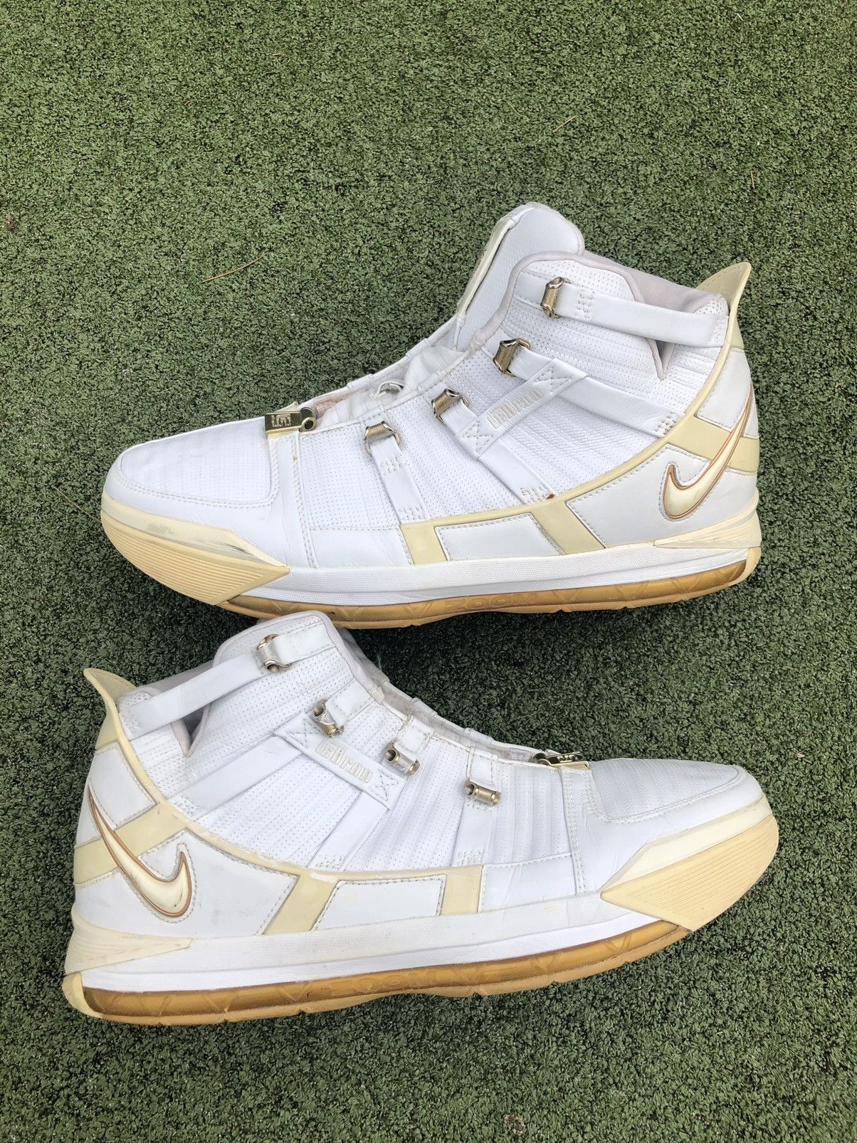 Nike Vintage Nike Zoom LeBron 3 III West Coast Sneakers 2005 White Gold Grailed