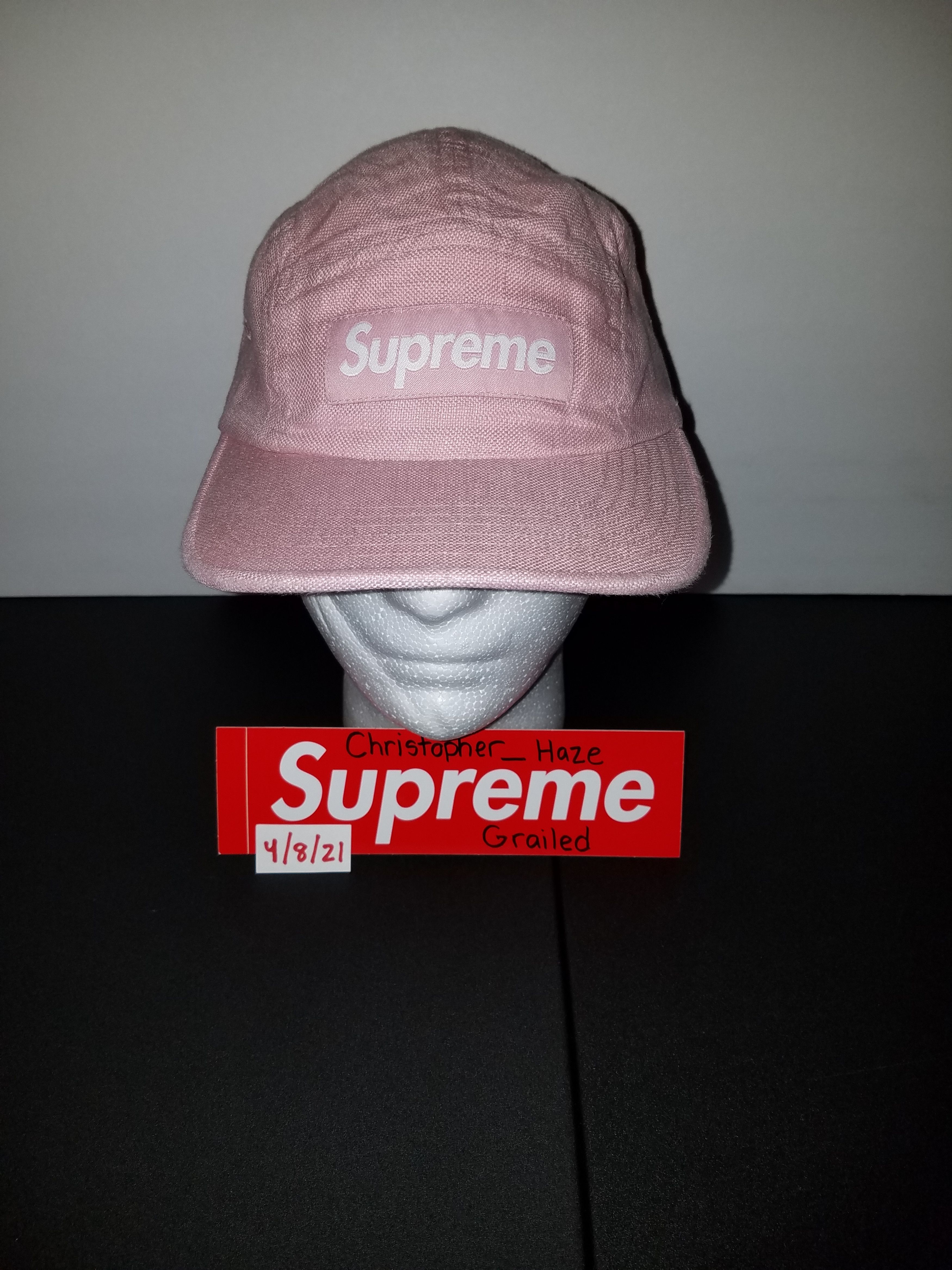 メンズ Supreme Linen Camp Cap ダスティーパープル 21ss