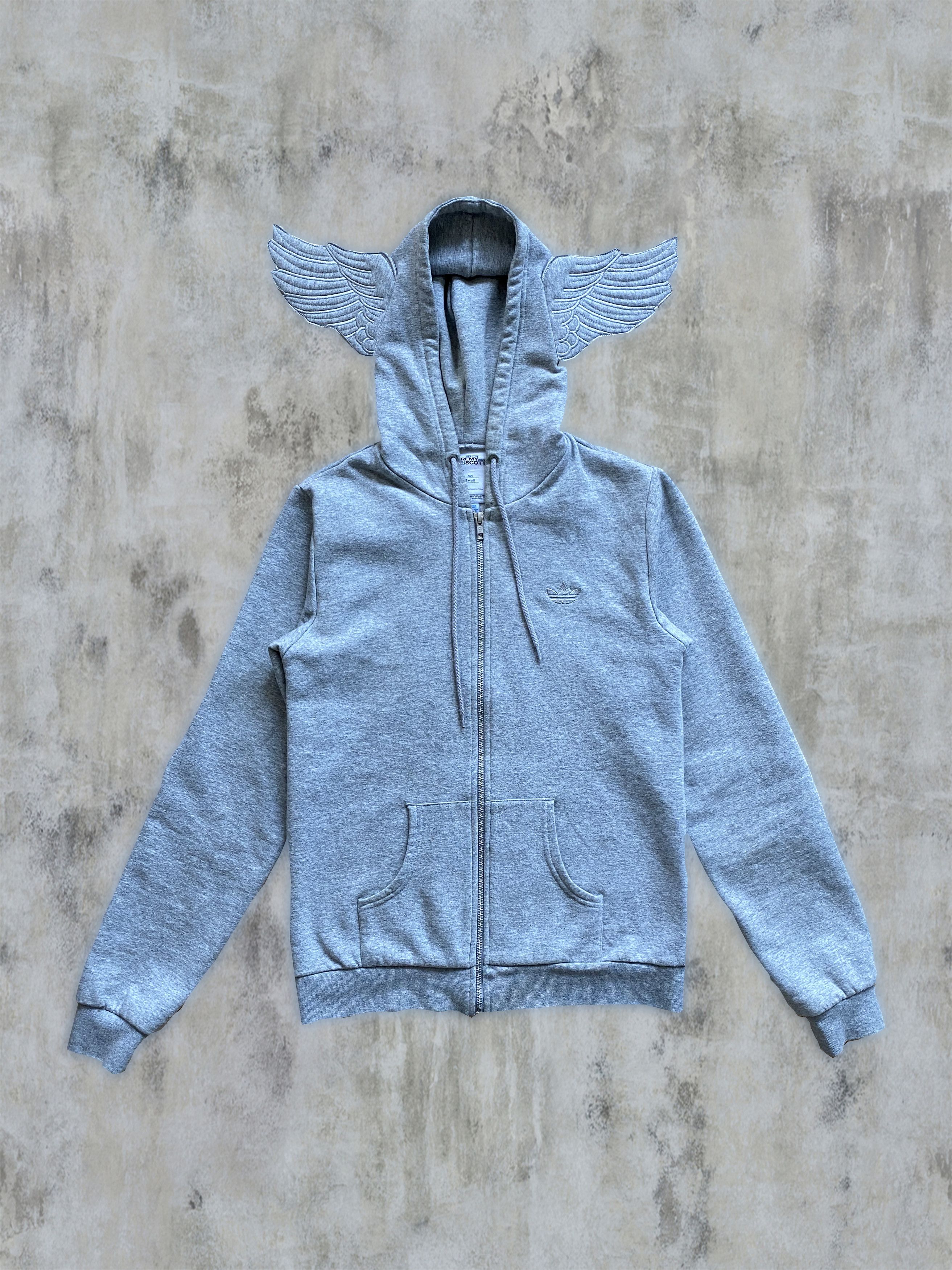 image of Jeremy Scott X Adidas Wings Zipper Hoodie From 2010 Era in Grey, Men's (Size Small)