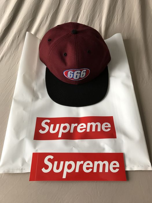 Supreme Supreme 666 6-Panel Hat Burgundy | Grailed