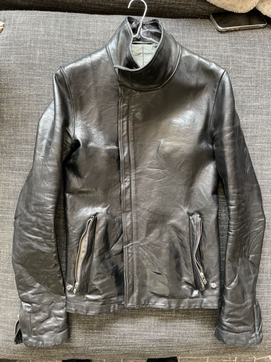 Carol Christian Poell High Neck Leather Jacket (Black, 44