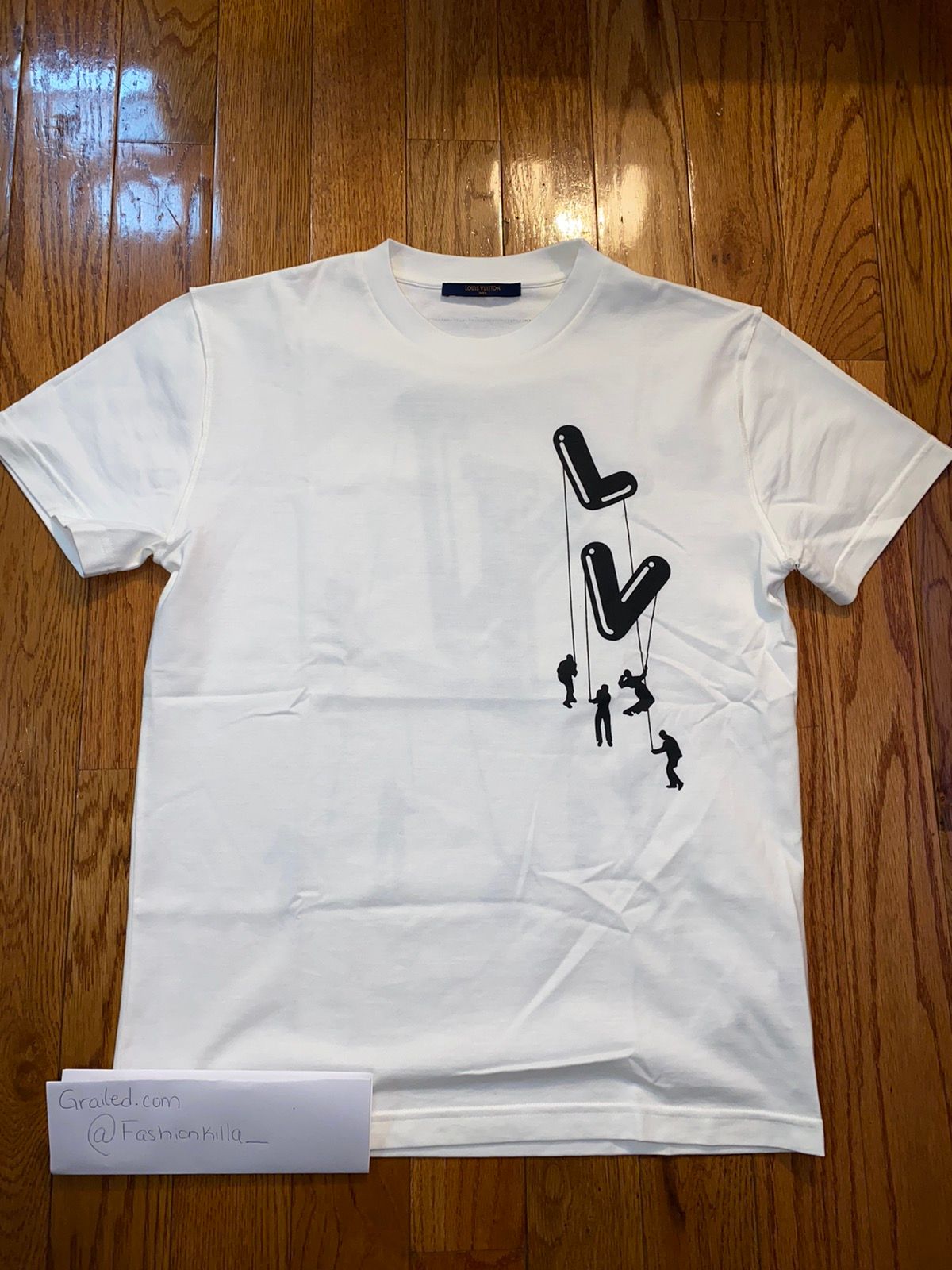 LOUIS VUITTON Floating LV printed Inside out Crew neck T-Shirt S White Auth  Used 