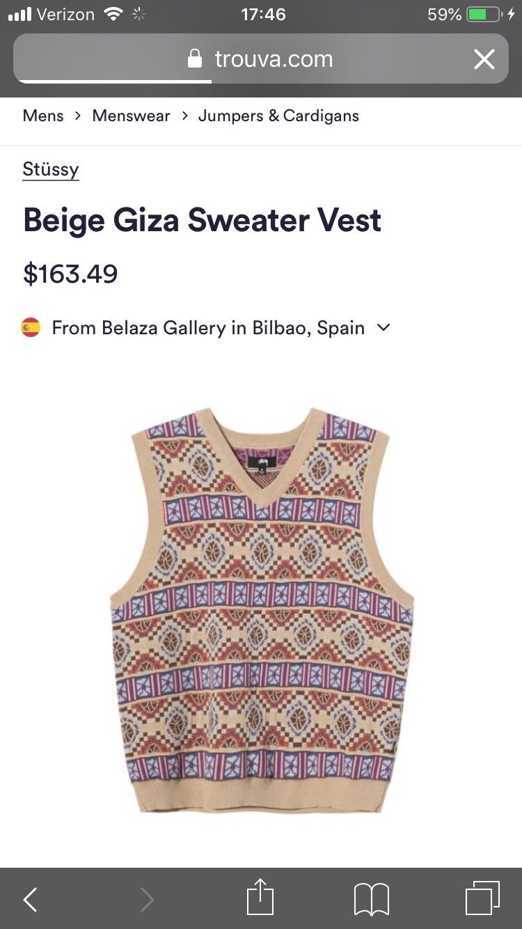 Stussy Giza Mosaic Knit Sweater Vest Size US M / EU 48-50 / 2 - 4 Thumbnail