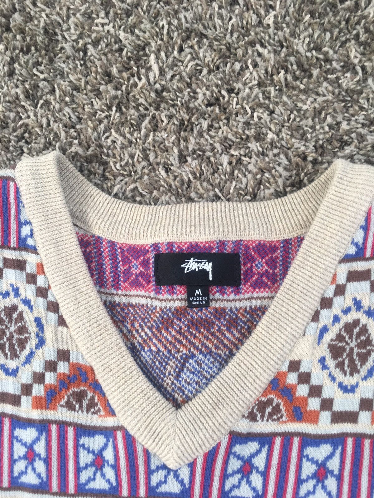 Stussy Giza Mosaic Knit Sweater Vest Size US M / EU 48-50 / 2 - 5 Thumbnail