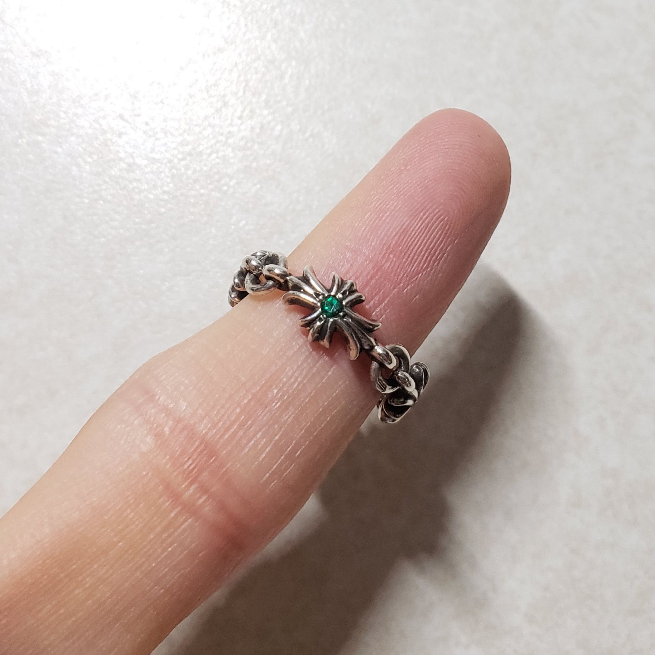 Chrome Hearts Chrome Hearts Emerald Tiny E CH Chain Ring