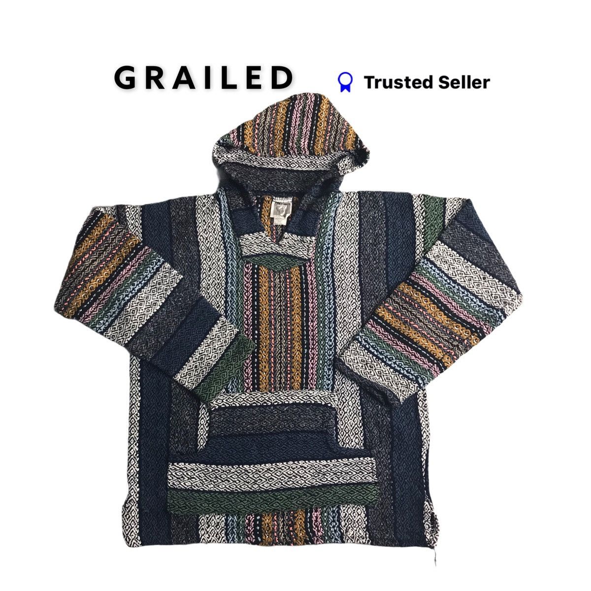 Navajo Made in Mexico BAJA HOODIE DRUG RUG stoner hoodie | Grailed