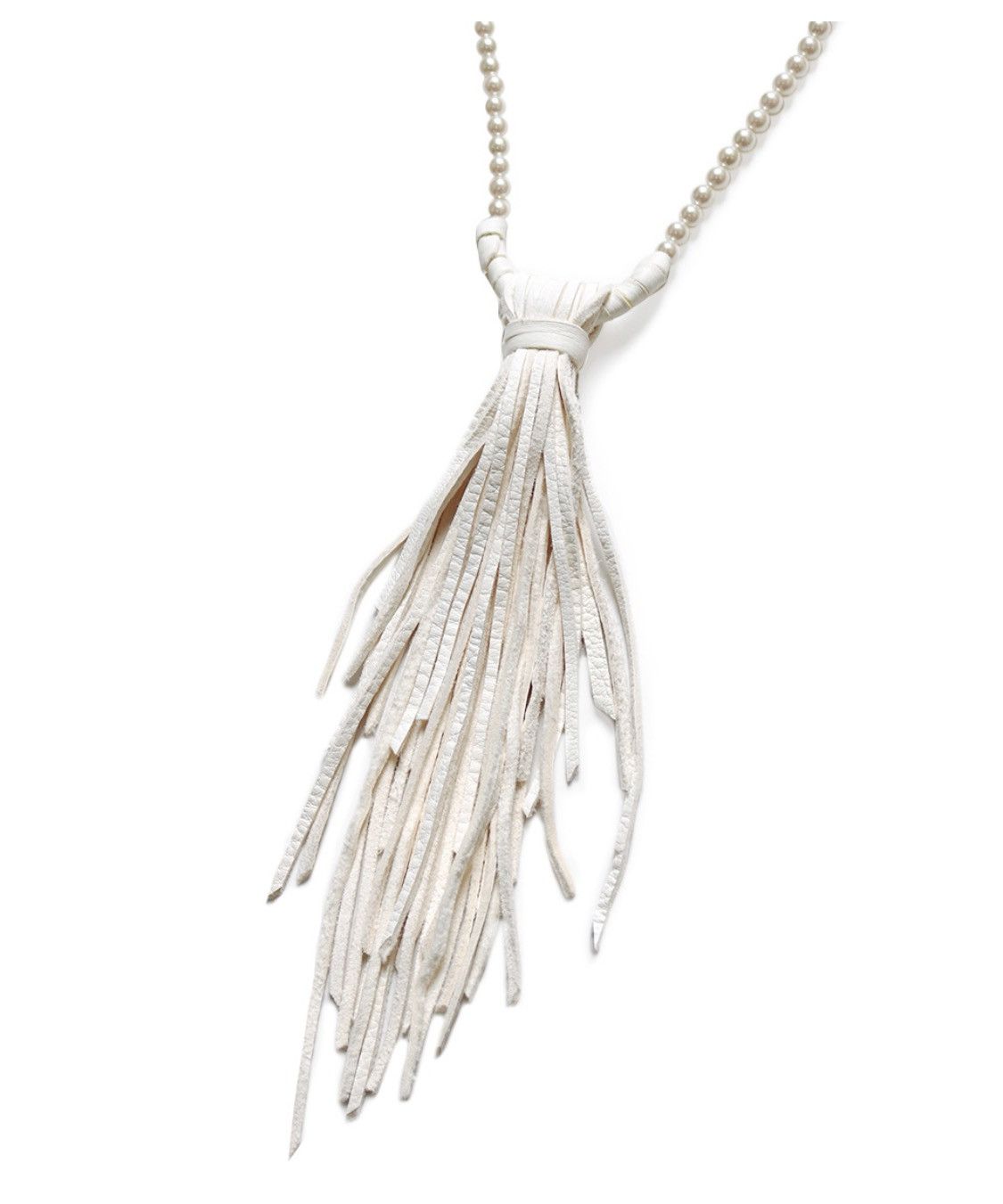 Kapital Kountry- Pearl x Deer skin necklace (white)