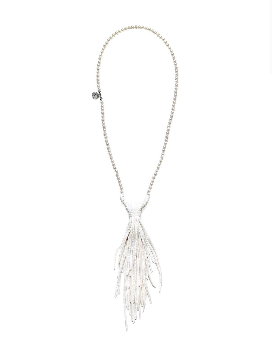 Kapital Kountry- Pearl x Deer skin necklace (white)