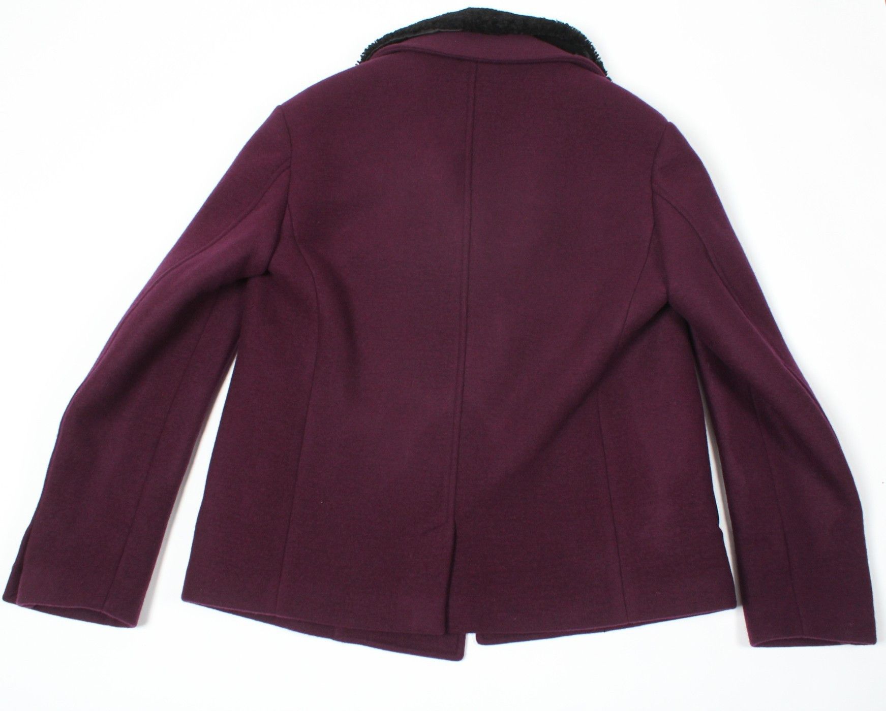 Versace PURPLE WOOL COAT WITH SHEARLING COLLAR Size US M / EU 48-50 / 2 - 2 Thumbnail