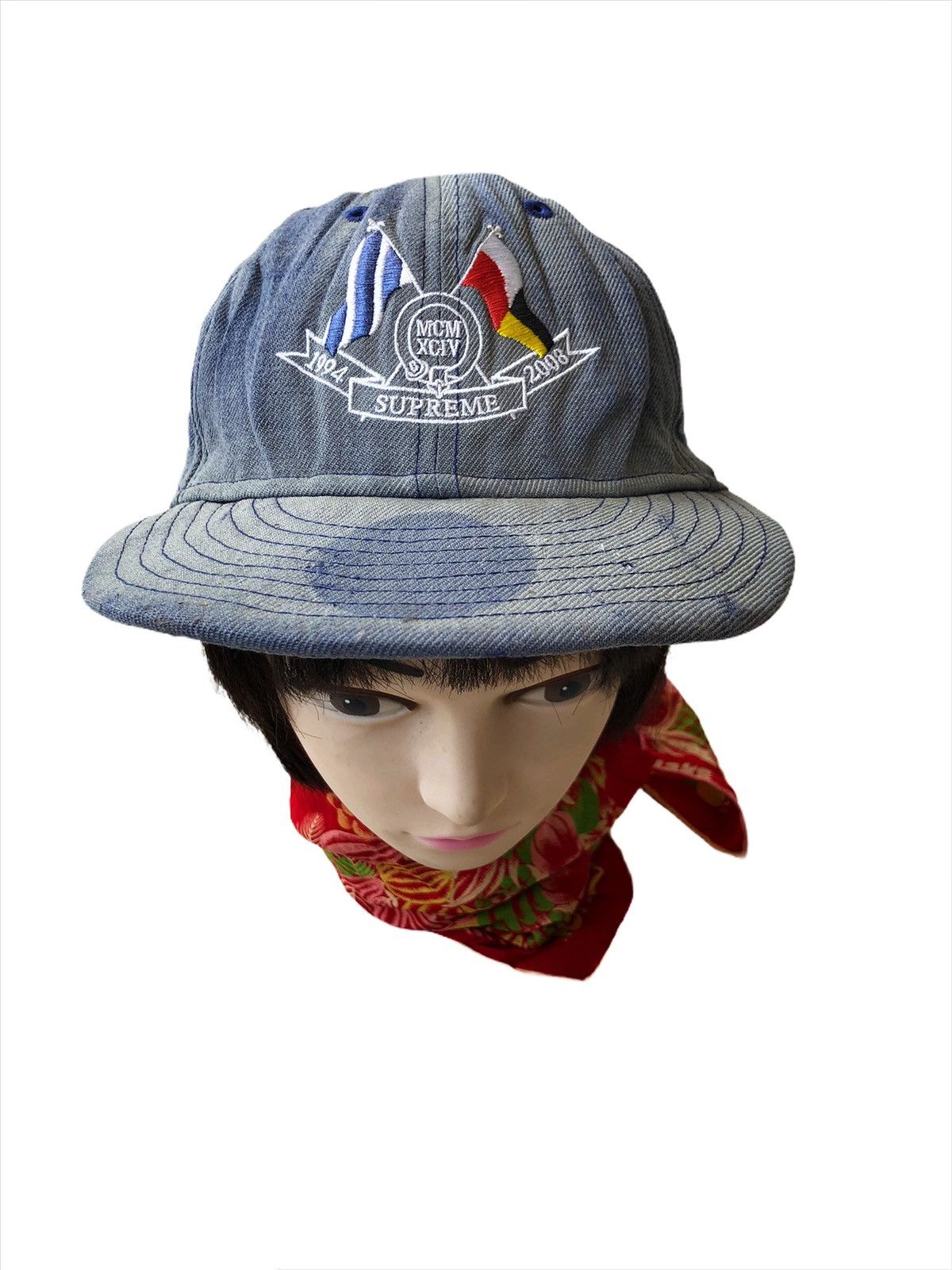 New Era × Supreme SS08 SUPREME New Era "Crossed Flag" Distressed Cap Size ONE SIZE - 2 Thumbnail