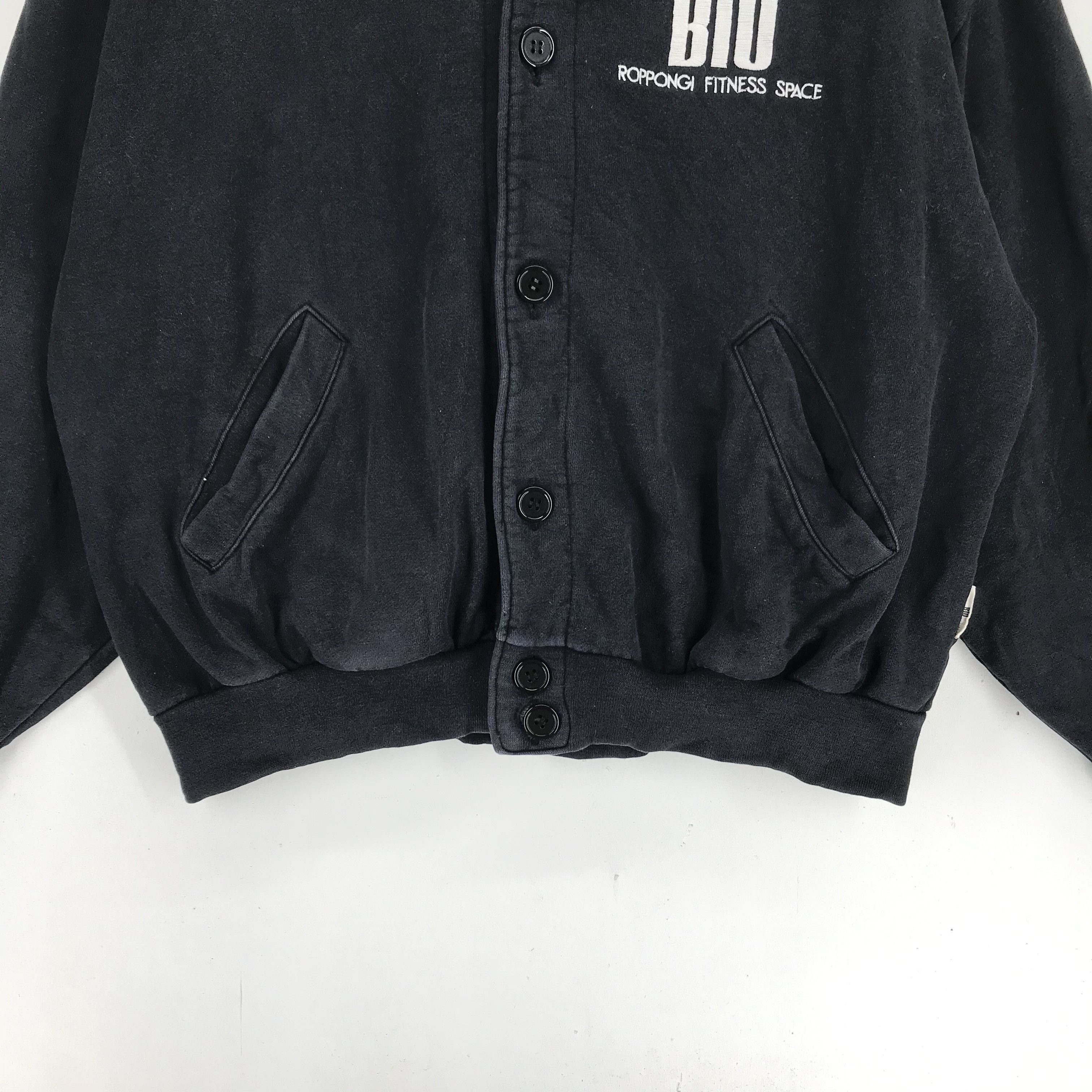 Japanese Brand BIO Roppongi Fitness Space Big Logo Button Hooded Sweater Size US L / EU 52-54 / 3 - 6 Thumbnail