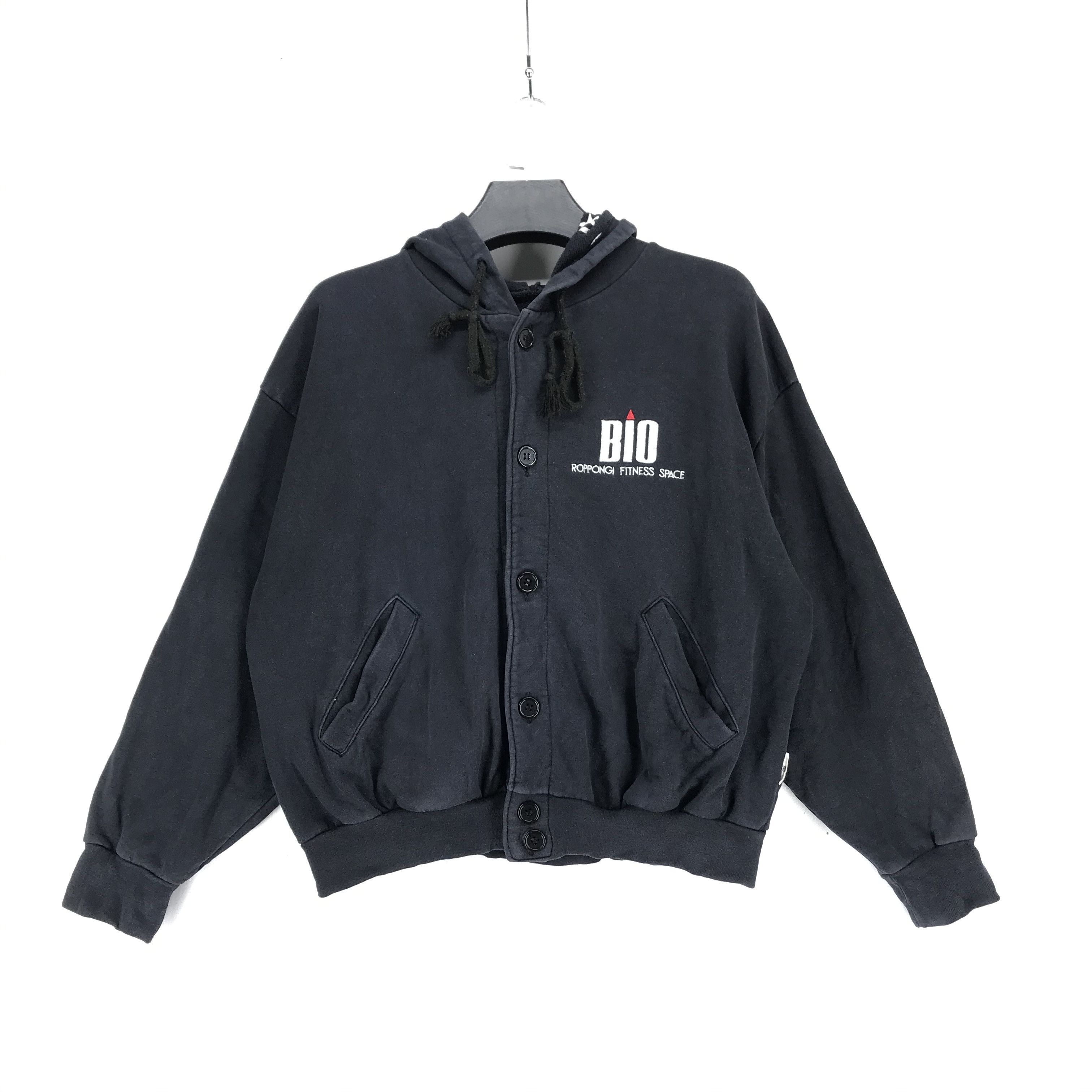 Japanese Brand BIO Roppongi Fitness Space Big Logo Button Hooded Sweater Size US L / EU 52-54 / 3 - 3 Thumbnail