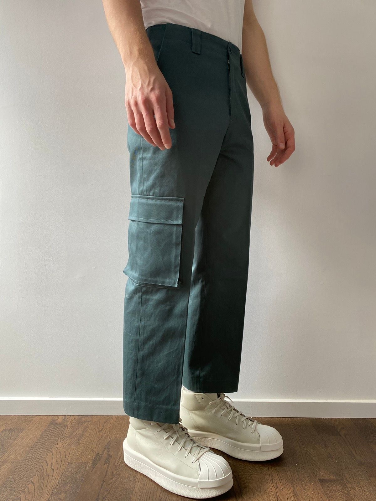 Pre-owned Raf Simons Pocket-detailed Wide Leg Trousers In Petrol