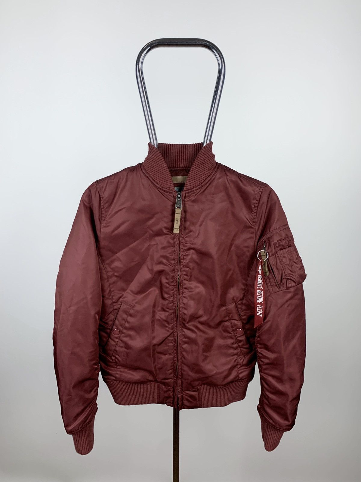 Alpha Industries Alpha Industries MA 1 Burgundy Nylon Bomber Jacket Red Tag Grailed