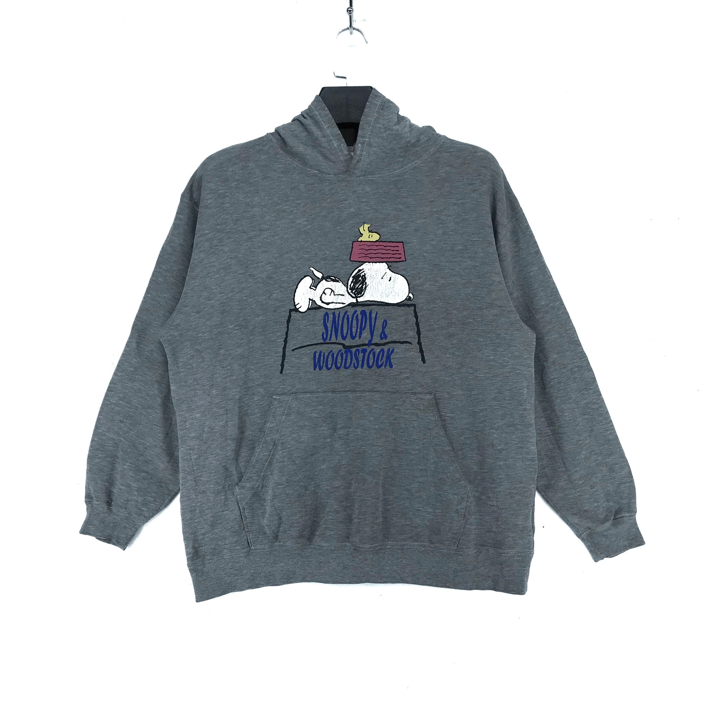 image of Cartoon Network x Peanuts Vintage Peanuts Snoopy & Woodstock Pullover Hoodie 2695-003 in Grey (Size