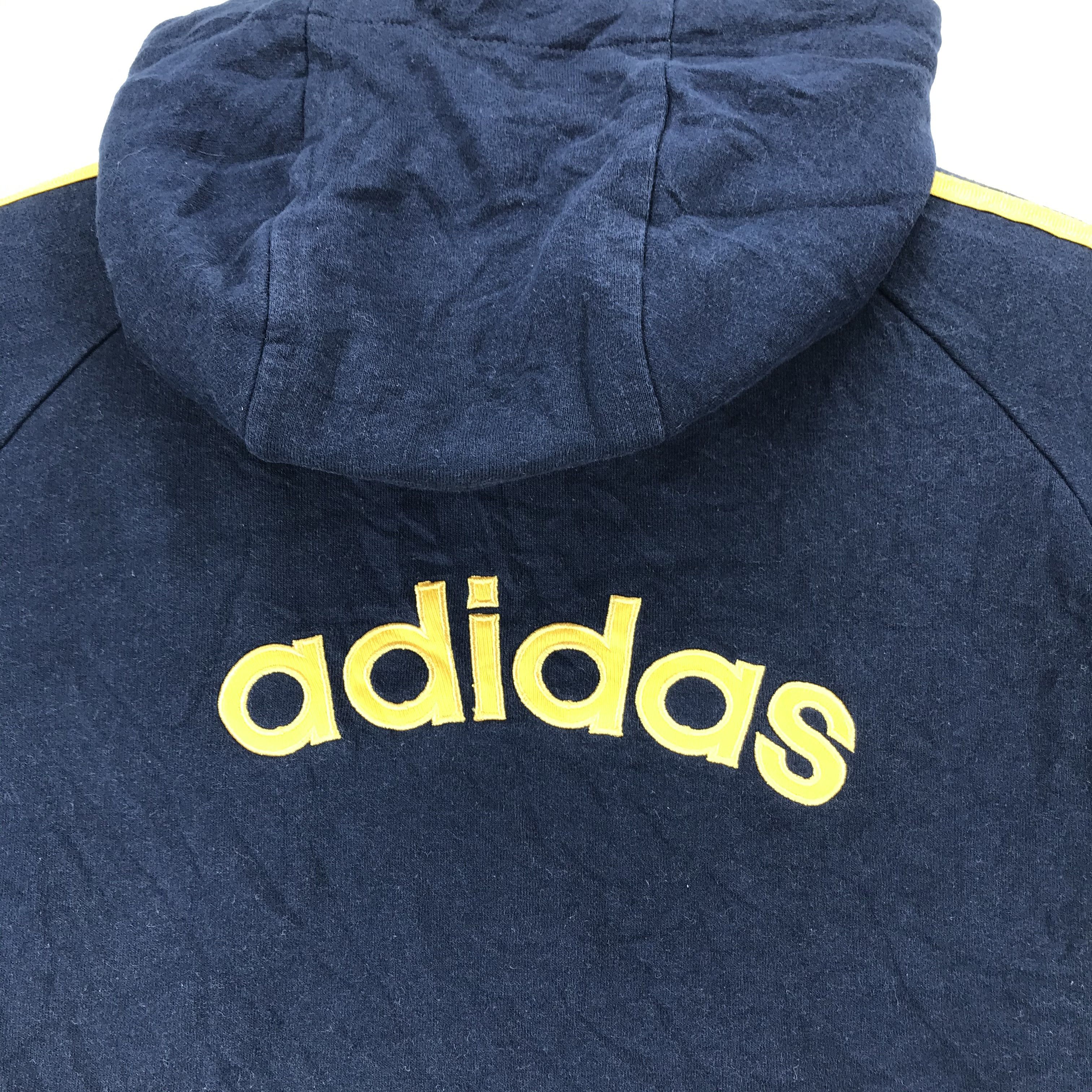 Adidas 90s Adidas 3 Big Logo Yellow Stripes Zipper Hoodie #2697-003 Size US L / EU 52-54 / 3 - 10 Thumbnail