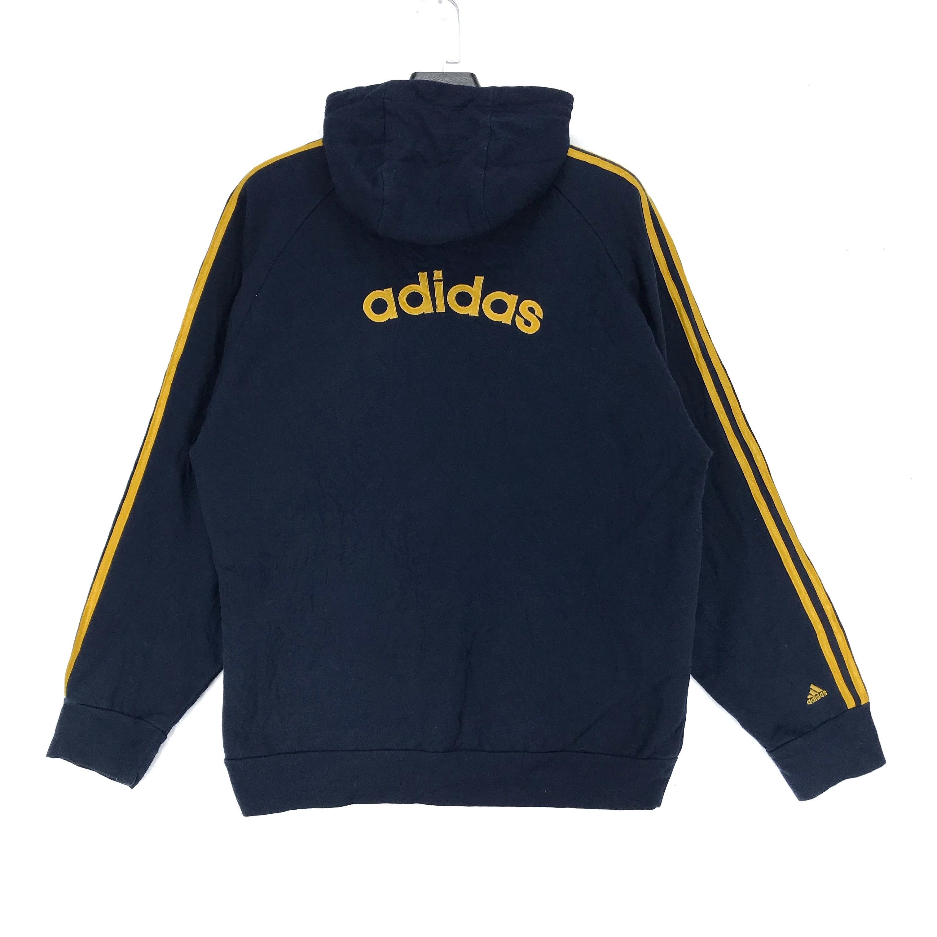 Adidas 90s Adidas 3 Big Logo Yellow Stripes Zipper Hoodie #2697-003 Size US L / EU 52-54 / 3 - 9 Thumbnail