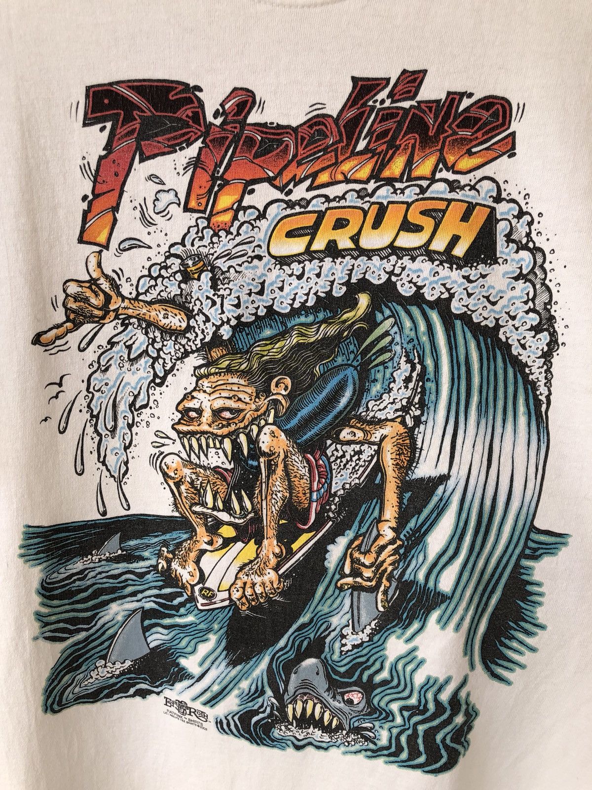 Santa Cruz Skateboards × Vintage Vintage Ratfink Pipeline Crush Skateboard Rare Tee Size US L / EU 52-54 / 3 - 3 Thumbnail