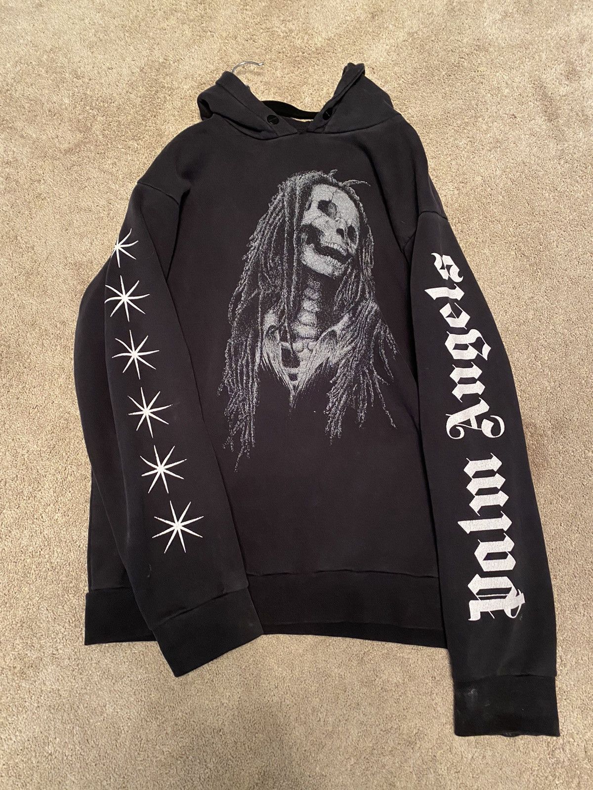 Palm Angels Skeleton Dreads Hoodie Grailed