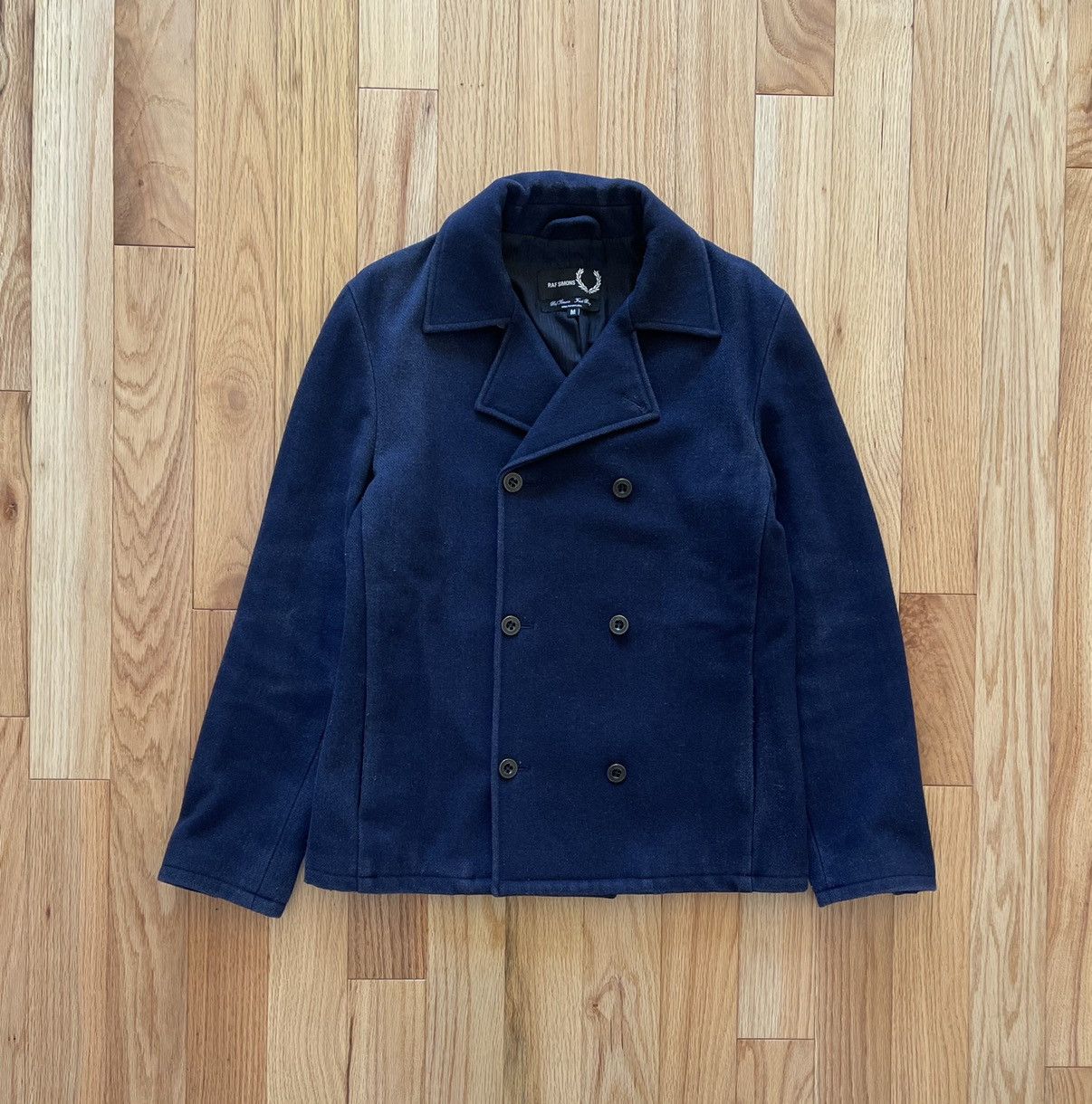 Raf Simons Raf Simons X Fred Perry Wool Double Breasted Peacoat Grailed
