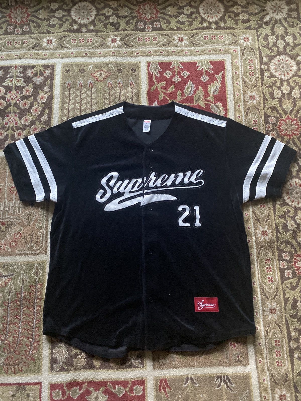 supreme Floral Velour Baseball Jersey（Supreme Floral Velour