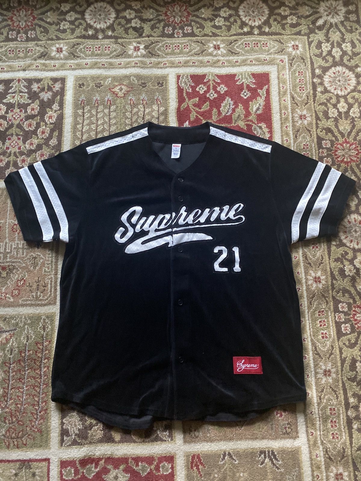 税込み価格 supreme Floral Velour Baseball Jersey M | artfive.co.jp