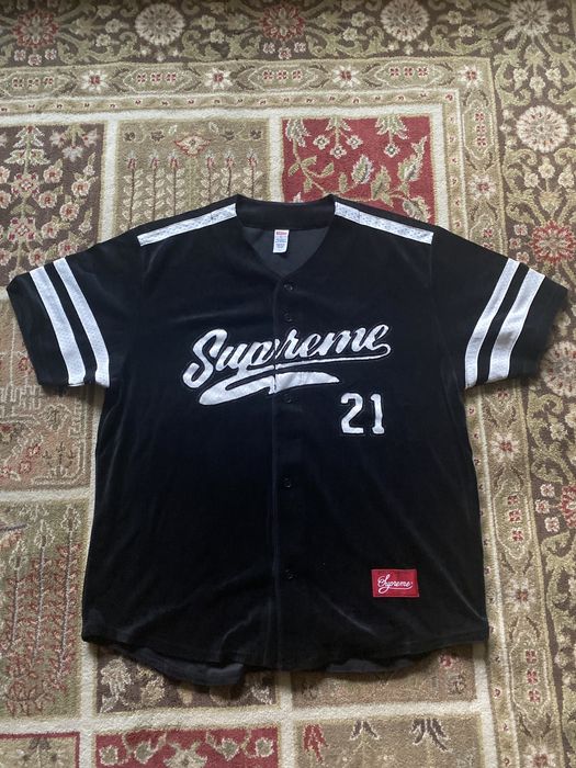 Supreme Floral Velour Baseball Jersey | Grailed