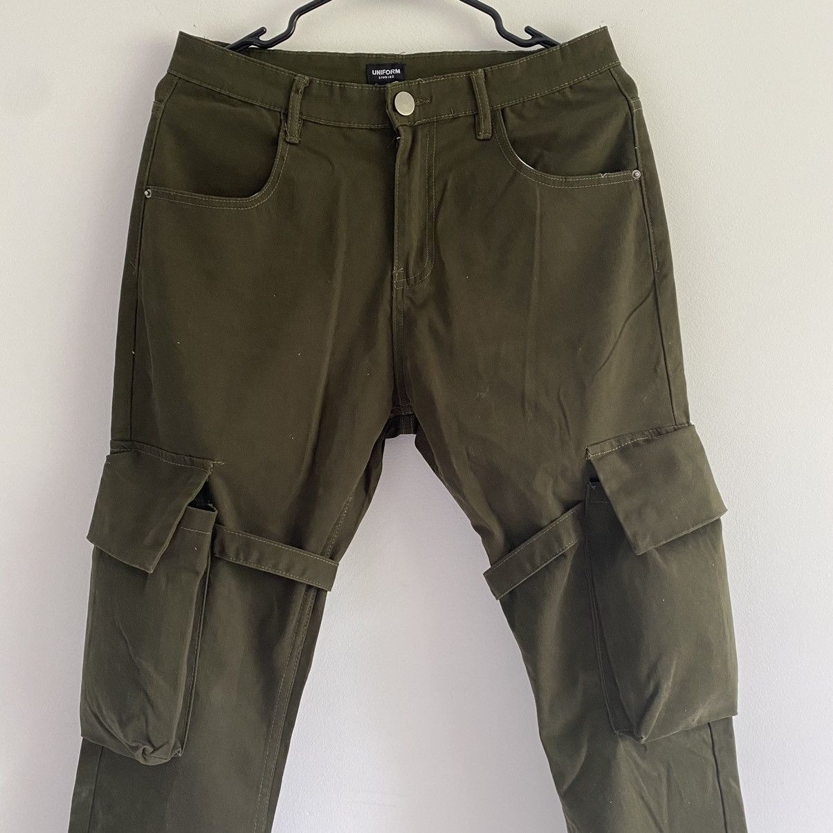 Japanese Brand ❇️ Vuja De Cargo Flare Technician Pants Alternative (Olive) Size US 30 / EU 46 - 3 Thumbnail
