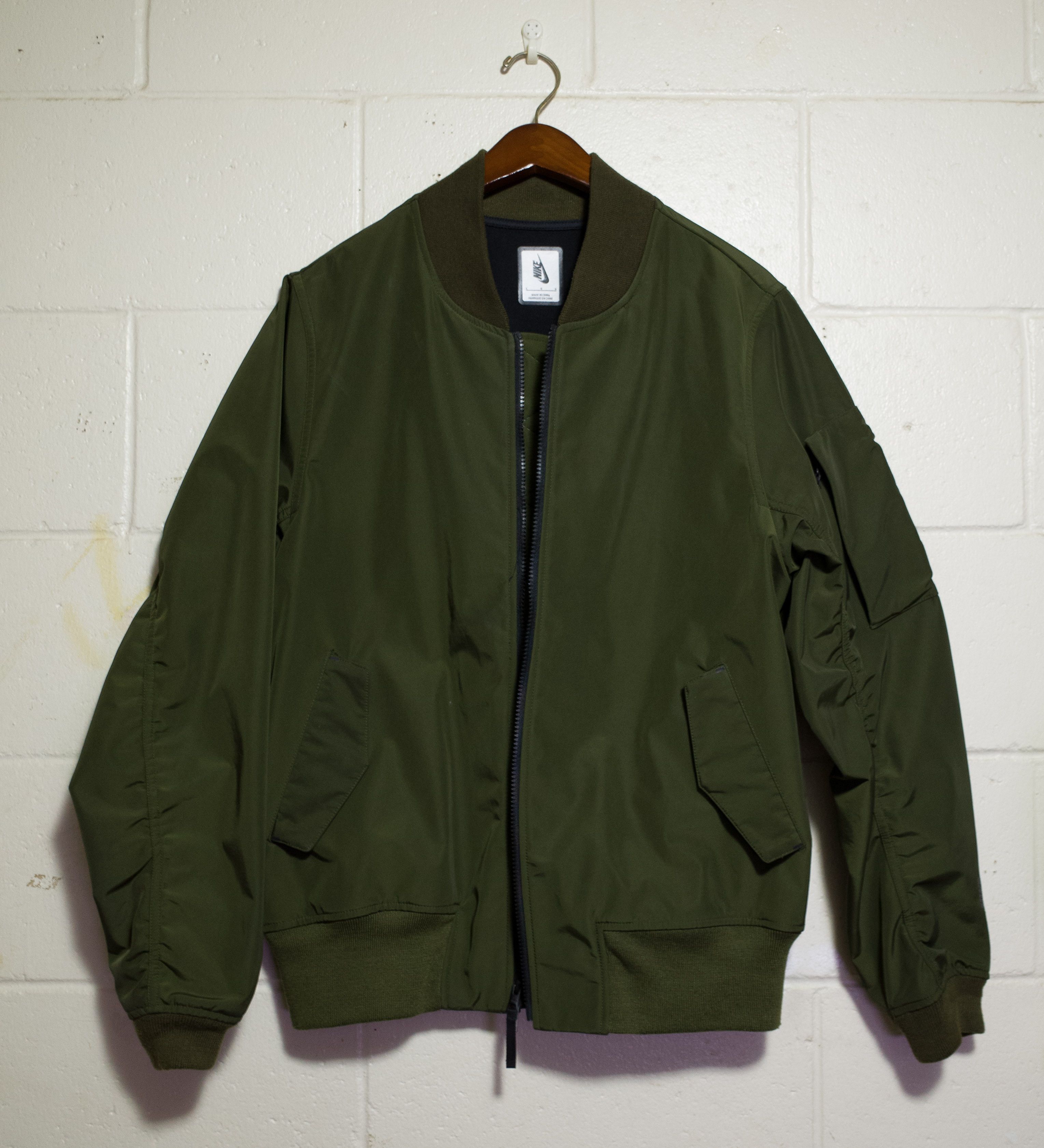 Nike Nikelab Essentials Bomber Jacket Dark Loden Green Grailed