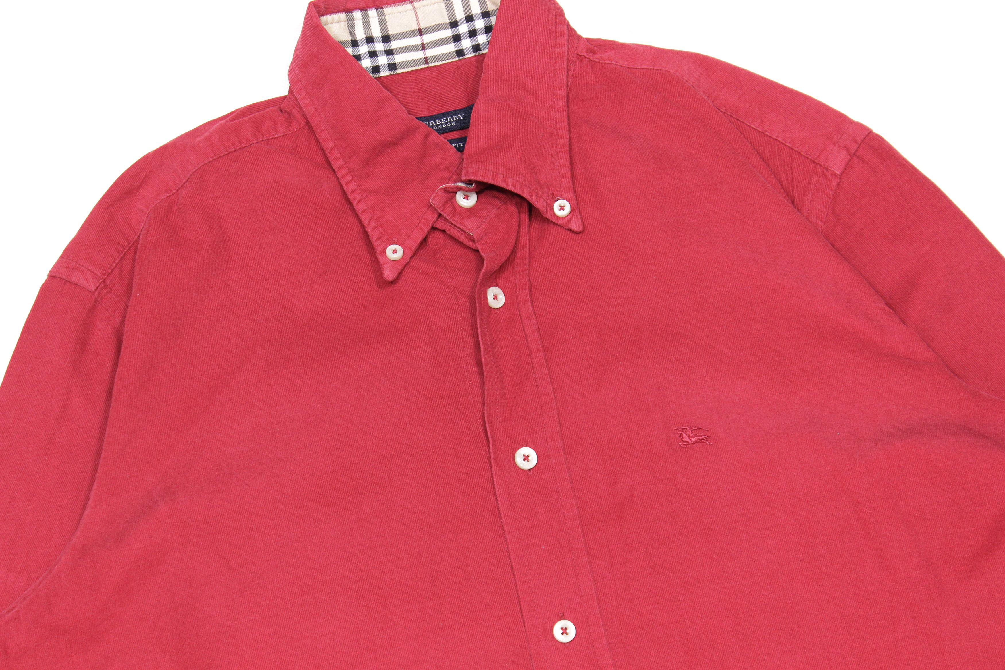 Burberry 00S Logo Nova Check Corduroy Shirt Vintage Size US XL / EU 56 / 4 - 3 Thumbnail
