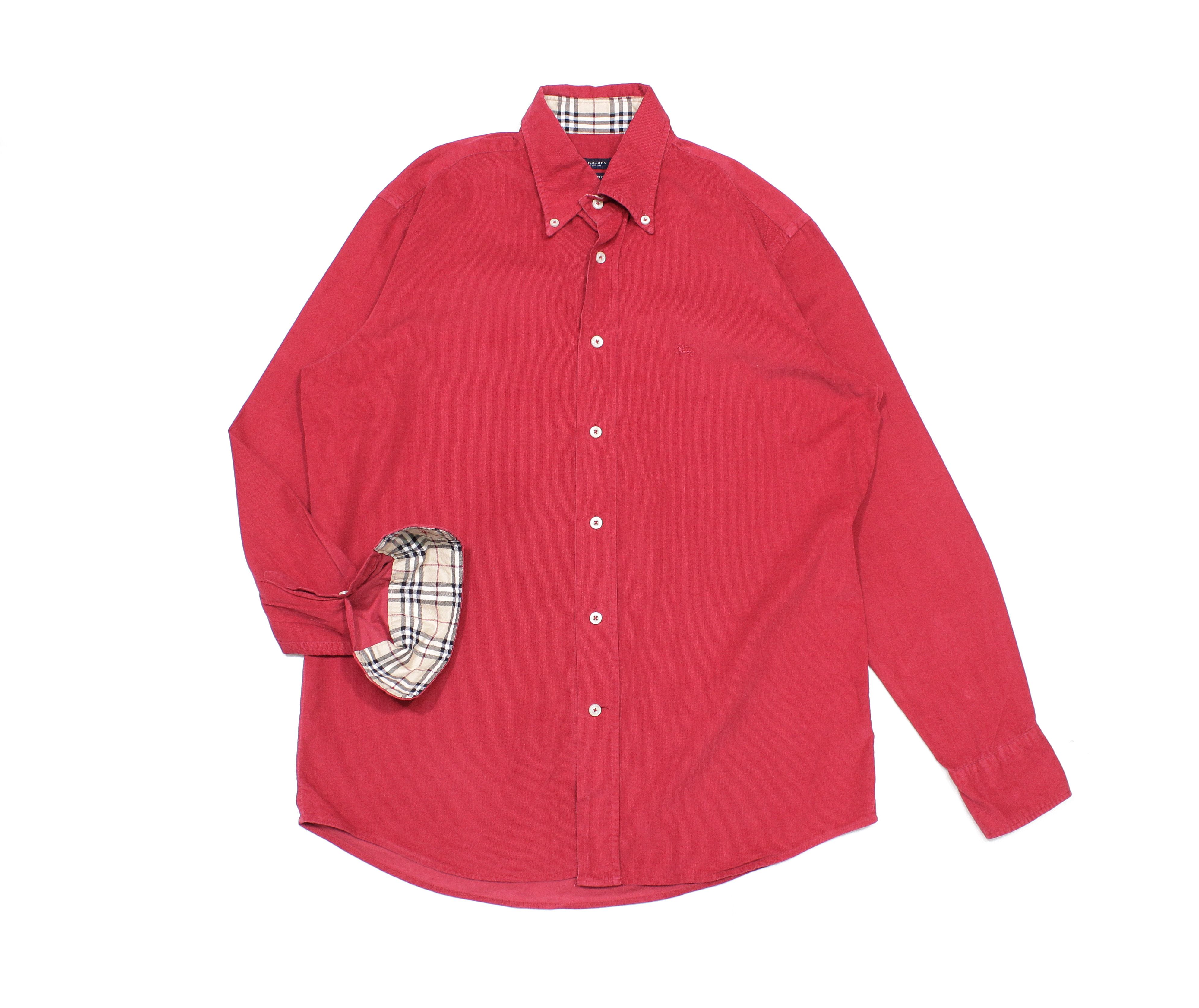 Burberry 00S Logo Nova Check Corduroy Shirt Vintage Size US XL / EU 56 / 4 - 1 Thumbnail