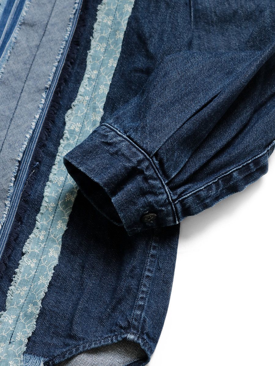 Kapital Kountry 8 oz Denim Hoboless Band Collar Ribbon Shirt